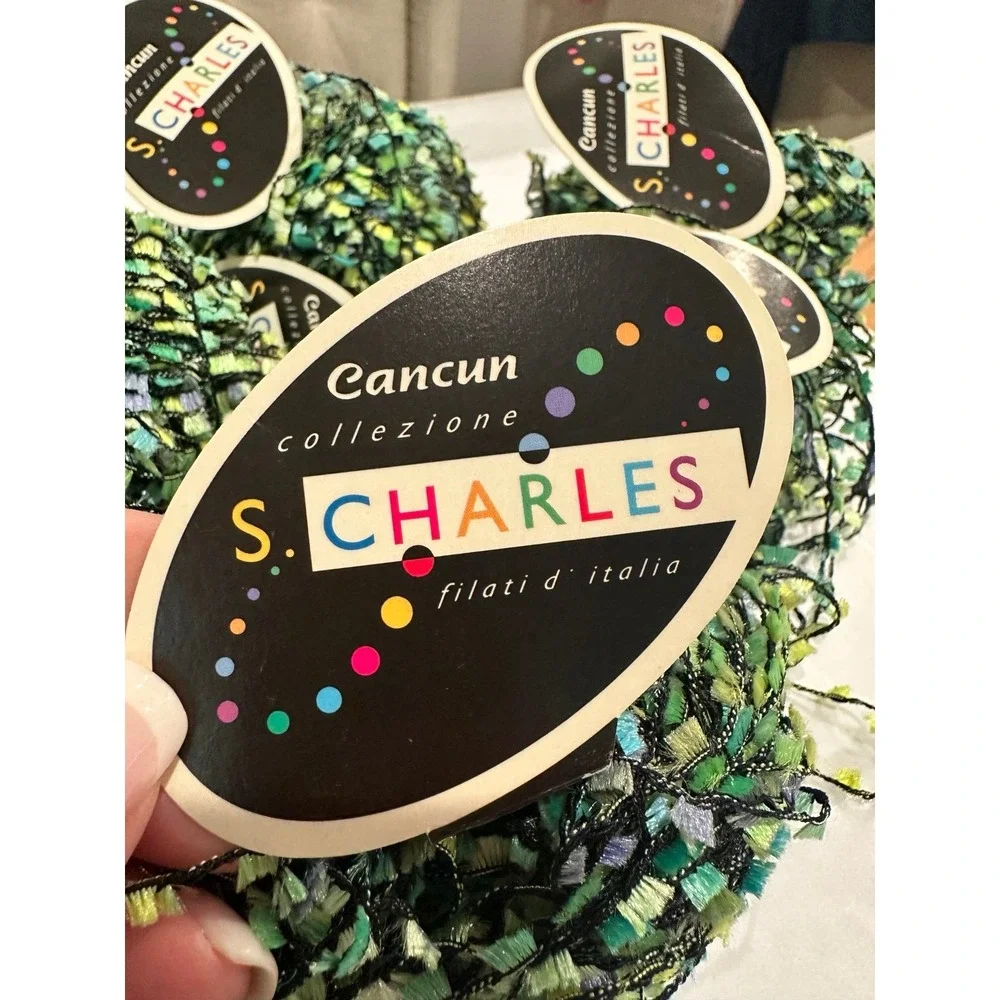 S. Charles Flag Ribbon Yarn Made in Italy Blue & Greens